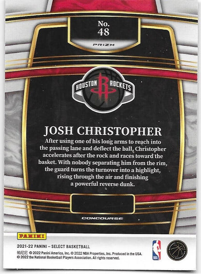 2021-22 Panini Select Josh Christopher Rookies Blue Prizm 48 Houston Rockets