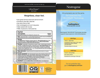 Nuetrogena ULTRA SHEER Dry-Touch SUNSCREEN Broad Spectrum SPF 55 2pk - 5oz & 3oz