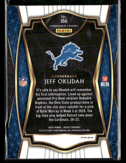 Jeff Okudah 2020 Panini Select #186 Silver Prizm Detroit Lions