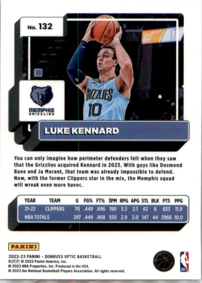 2022-23 Donruss Optic Luke Kennard #132 Memphis Grizzlies - walk-of-famesports