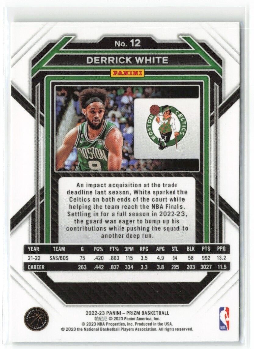 2022-23 Panini Prizm Derrick White Base #12 Boston Celtics - walk-of-famesports