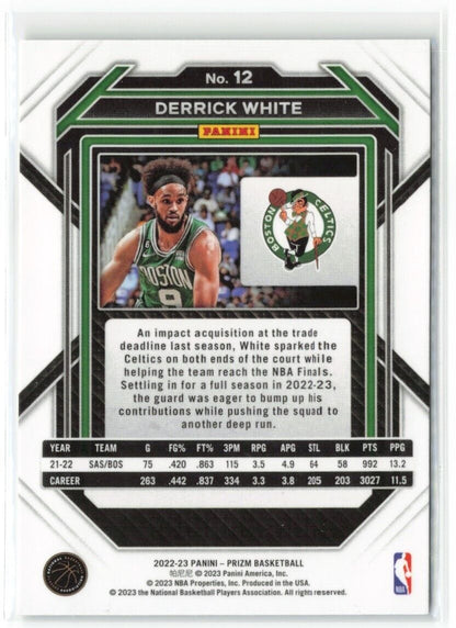 2022-23 Panini Prizm Derrick White Base #12 Boston Celtics - walk-of-famesports
