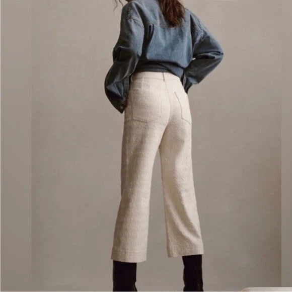 Anthropologie Pilcro The Skipper Cream Textured Crop Wide Leg Pant - Choose your Size