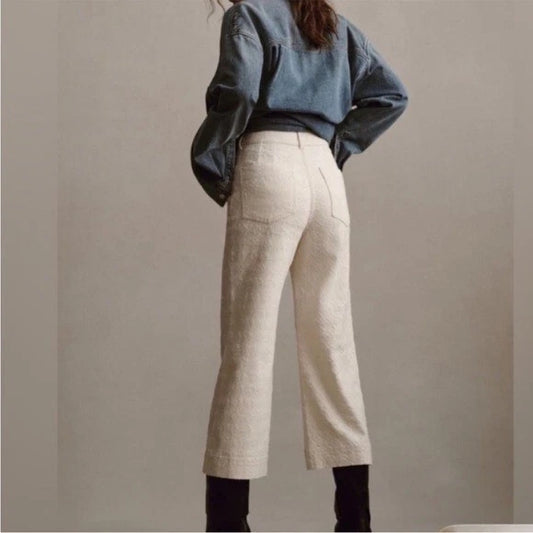 Anthropologie Pilcro The Skipper Cream Textured Crop Wide Leg Pant - Choose your Size