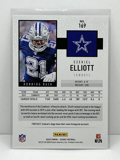 2020 Panini Score Football #169 Ezekiel Elliott Dallas Cowboys