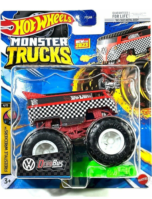 2023 Hot Wheels Monster Trucks DragBus Freestyle Wreckers 1:64 Diecast Vehicle