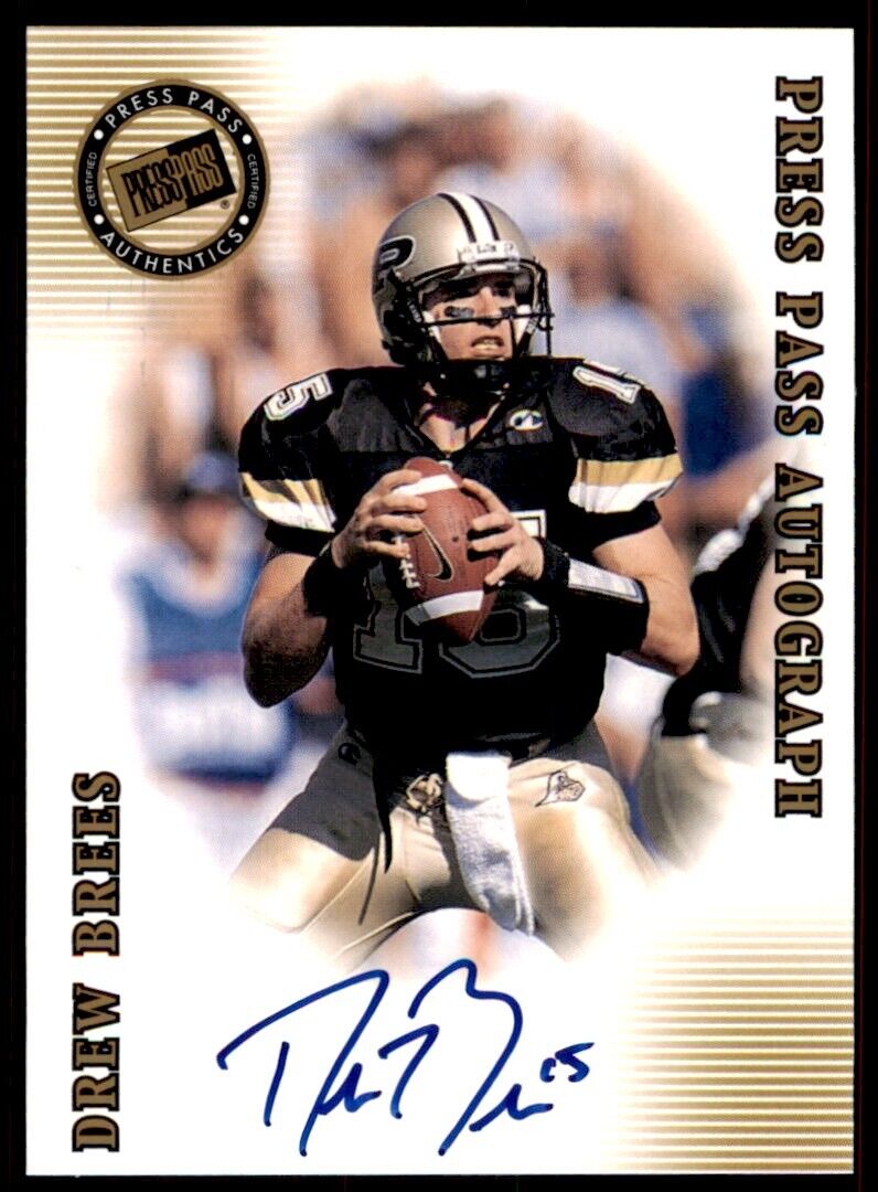 2001 Press Pass SE Autograph Drew Brees Rookie Auto RC Purdue Saints