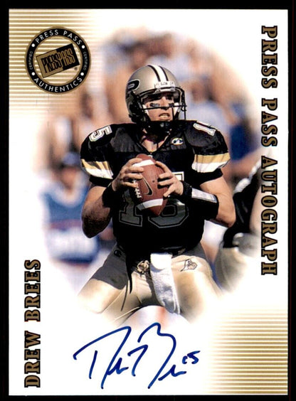2001 Press Pass SE Autograph Drew Brees Rookie Auto RC Purdue Saints
