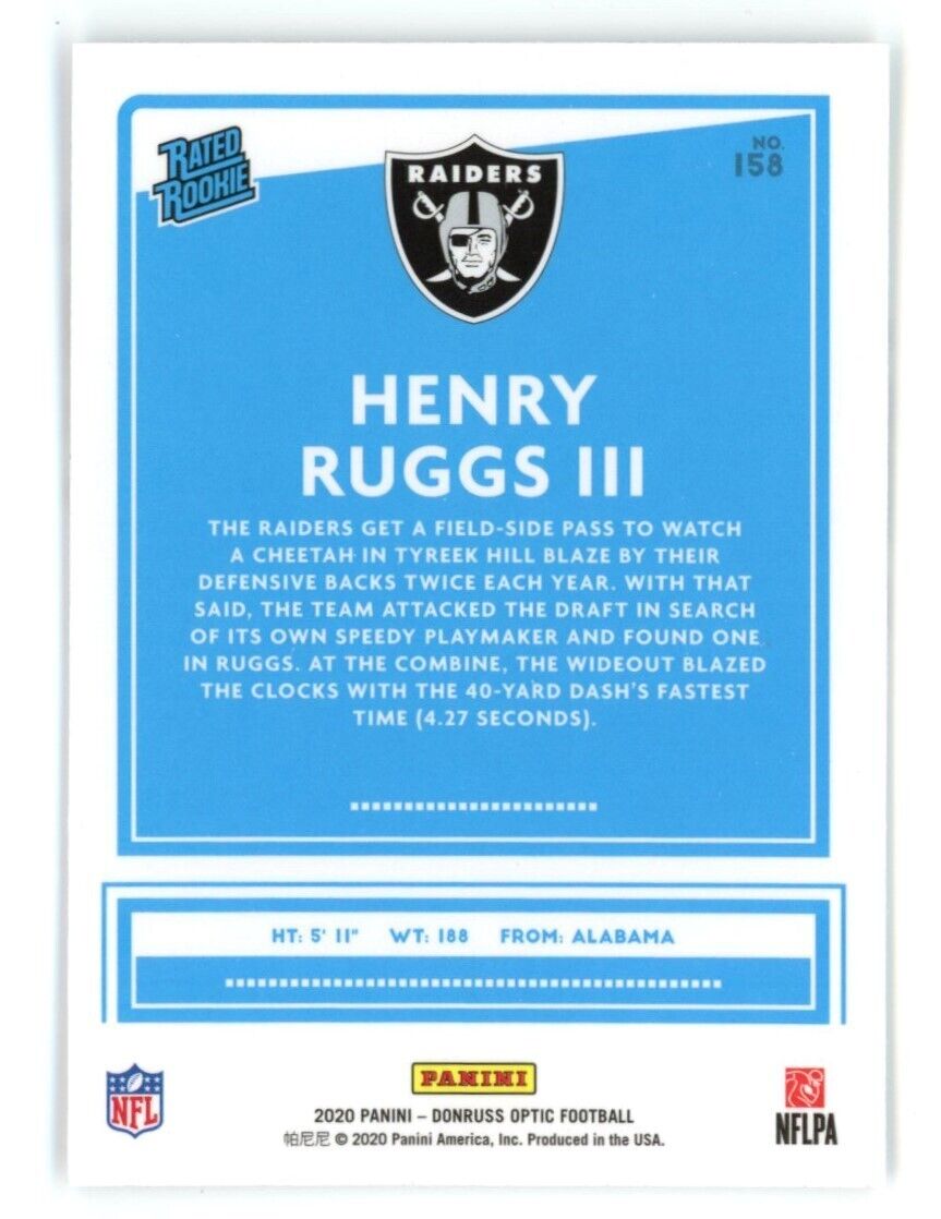 2020 Panini Donruss Rated Rookie Henry Ruggs III #158