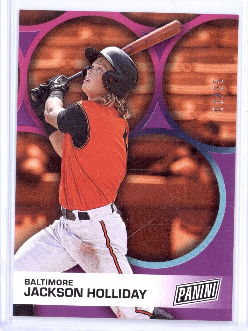 JACKSON HOLLIDAY 2023 PANINI FATHER'S DAY PURPLE /25 #BB3 BALTIMORE ORIOLES