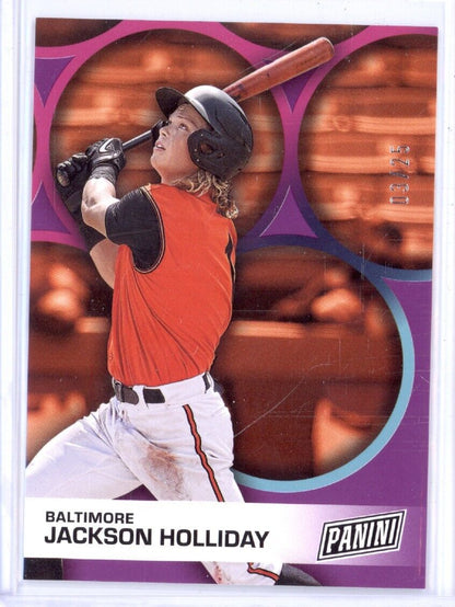 JACKSON HOLLIDAY 2023 PANINI FATHER'S DAY PURPLE /25 #BB3 BALTIMORE ORIOLES