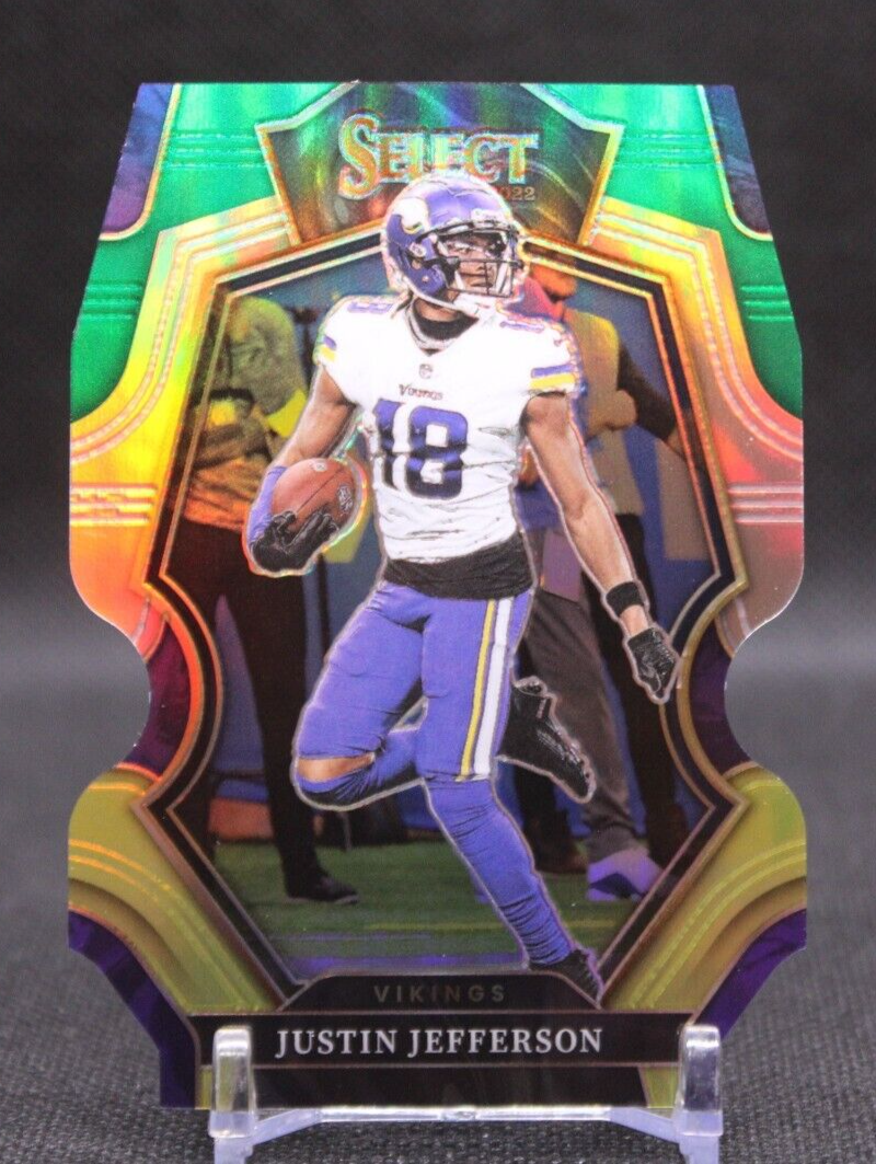 2022 Panini Select - Premier Level Green/Yellow Prizm Die-Cut #163 Justin Jefferson