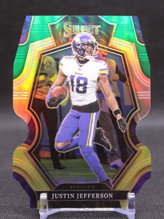 2022 Panini Select - Premier Level Green/Yellow Prizm Die-Cut #163 Justin Jefferson