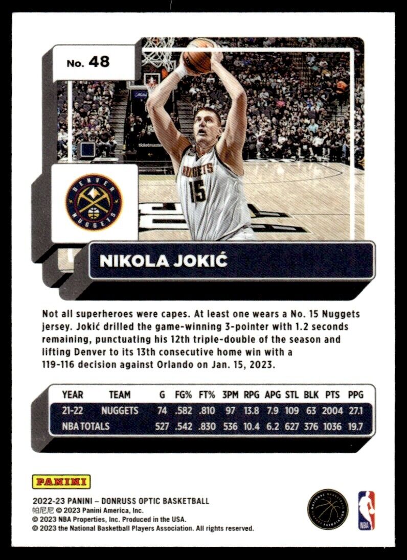 2022-23 Panini Donruss Optic Nikola Jokic #48 Denver Nuggets