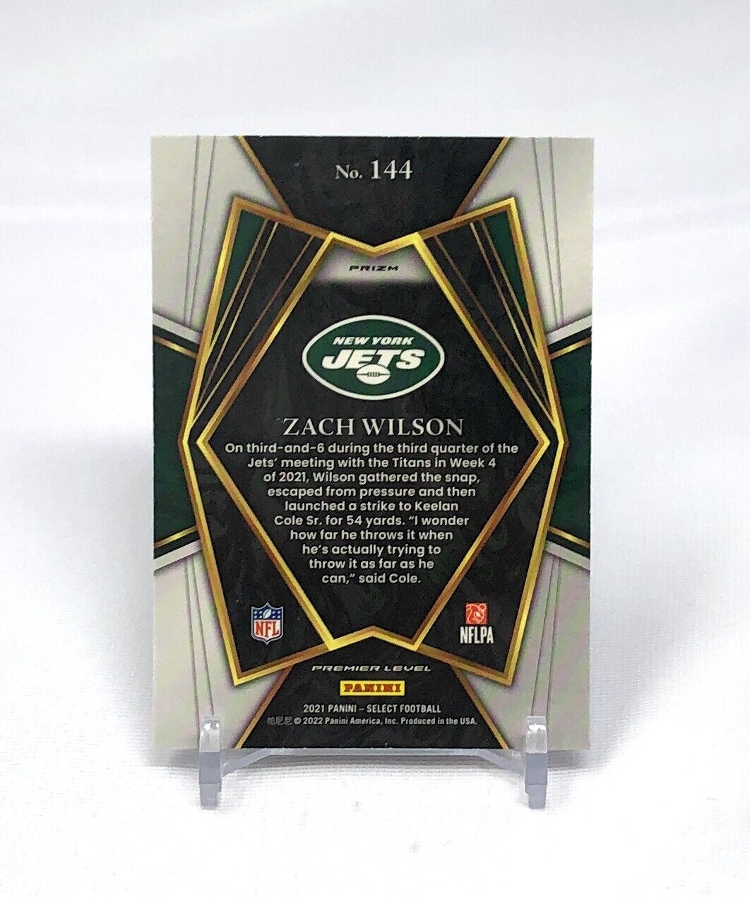 2021 Select Zach Wilson Premier Level Silver Prizm Rookie RC #144 Jets