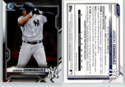 Jasson Dominguez 2021 Bowman Chrome Prospects BCP-213 Yankees
