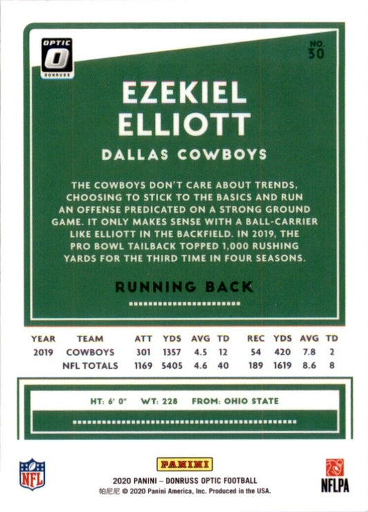 2021 Panini Donruss Optic Ezekiel Elliott Dallas Cowboys 30