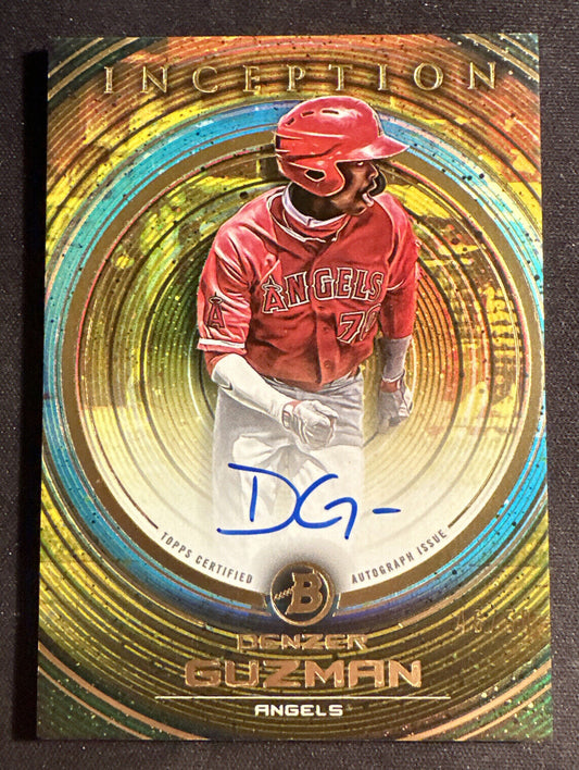 2022 Bowman Inception Prospect Gold Auto 38/50 Denzer Guzman #PA-DG Los Angeles Angels