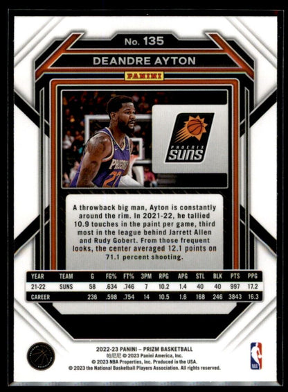 2022-23 Panini Prizm Deandre Ayton Base #135 Phoenix Suns - walk-of-famesports