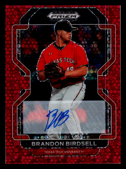 2022 Panini Prizm Draft Pick Red Donut Circles - 2/99 Brandon Birdsell #143 Texas Tech Red Raiders