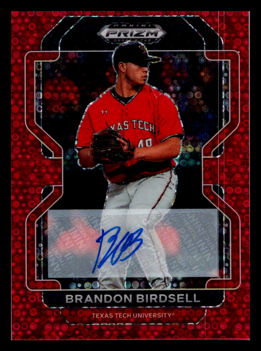 2022 Panini Prizm Draft Pick Red Donut Circles - 2/99 Brandon Birdsell #143 Texas Tech Red Raiders
