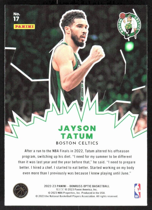 2022-23 Donruss Optic Jayson Tatum My House Green Shock #17 Boston Celtics - walk-of-famesports