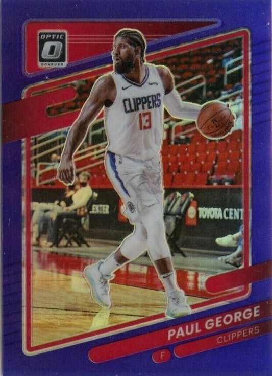 2021-22 Panini Donruss Optic Paul George Purple Refractor #10 Los Angeles Clippers