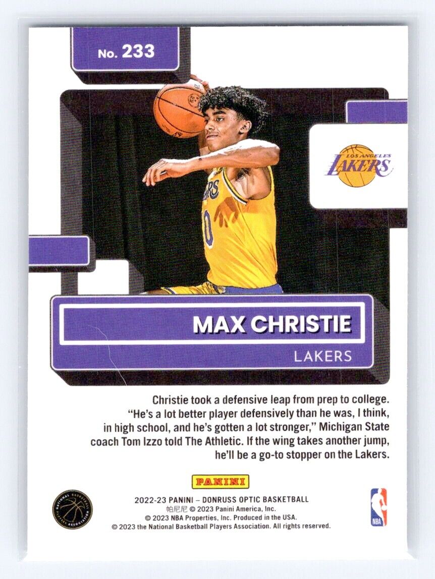 2022-23 Donruss Optic Max Christie Rated Rookie #233 Los Angeles Lakers - walk-of-famesports