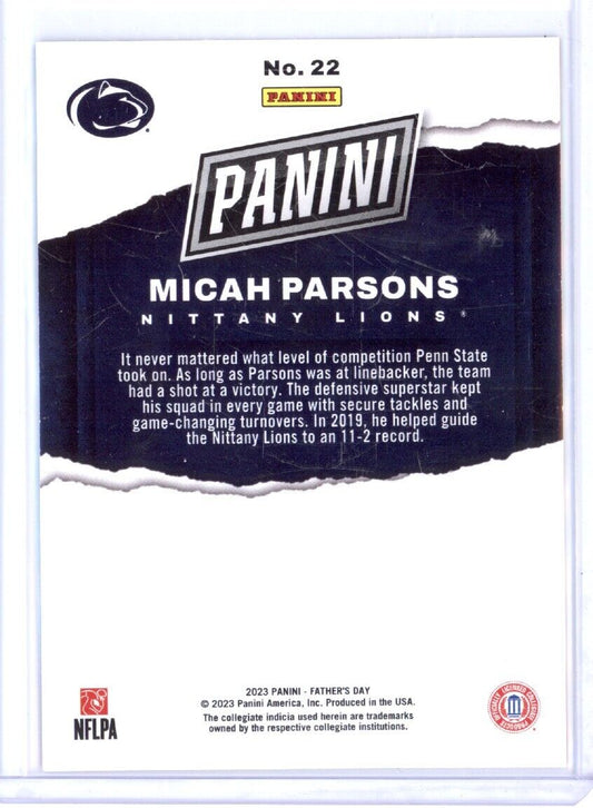 MICAH PARSONS 2023 PANINI FATHER'S DAY RED /99 NITTANY LIONS #22