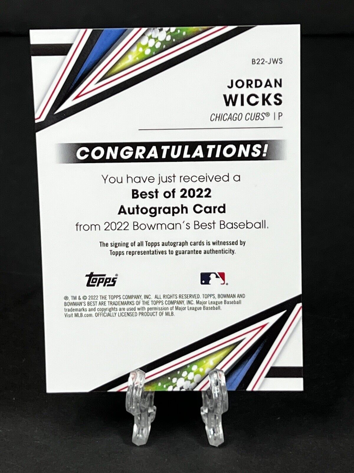 2022 Topps Bowman Best Jordan Wicks Auto #B22-JWS Chicago Cubs
