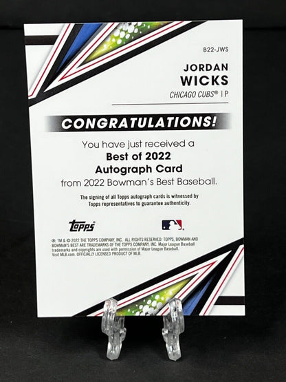 2022 Topps Bowman Best Jordan Wicks Auto #B22-JWS Chicago Cubs