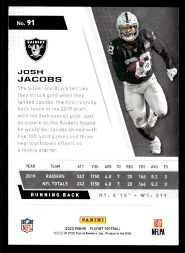2020 Panini Playoff Josh Jacobs #91 Las Vegas Raiders