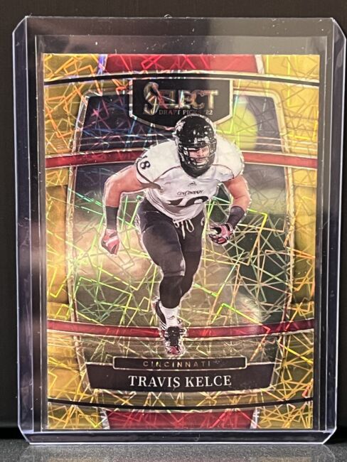 2022 Panini Select Draft Pick Gold Laser Travis Kelce #30