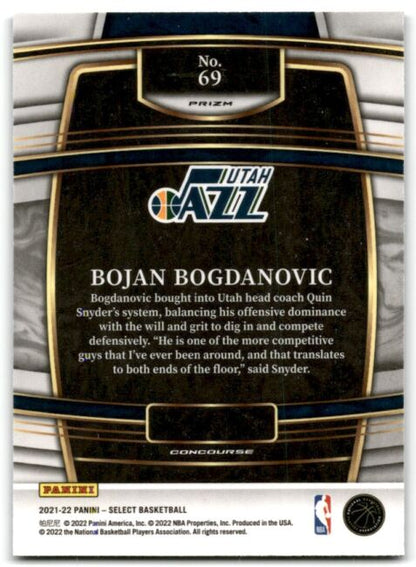 2021-22 Panini Select Blue Prizm Bojan Bogdanovic #69 Utah Jazz