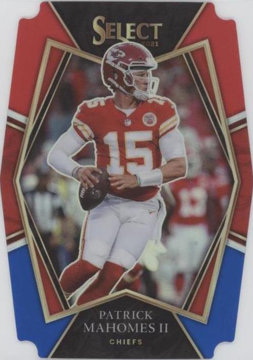 2021 Panini Select - Premier Level Red & Blue Prizm Die-Cut #102 Patrick Mahomes II