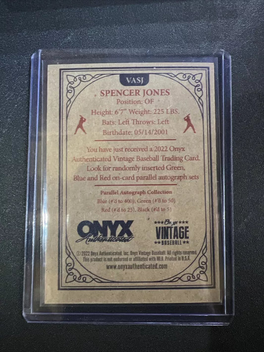 2022 Onyx Vintage Extended Blue Signature #VASJ Spencer Jones /400 - New York Yankees