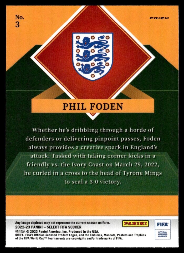 2022-23 Select FIFA Select Stars Phil Foden #3 England - walk-of-famesports