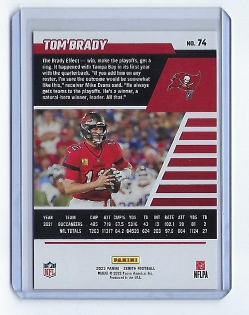 2022 Panini Zenith Red Zone Tom Brady #74 Tampa Bay Buccaneers