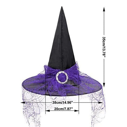 Zando Women's Lace Witch Hat Halloween Costume Accessory