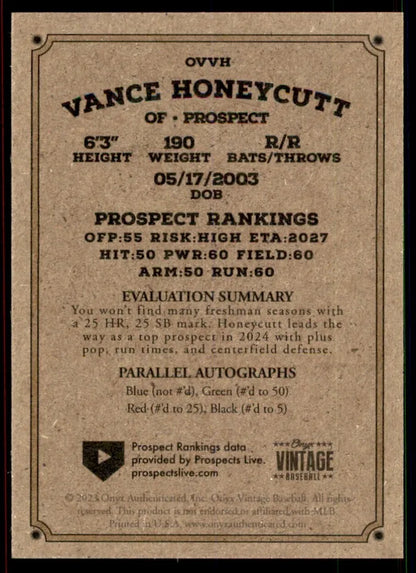 2023 Onyx Vintage #OVVH - Vance Honeycutt UNC