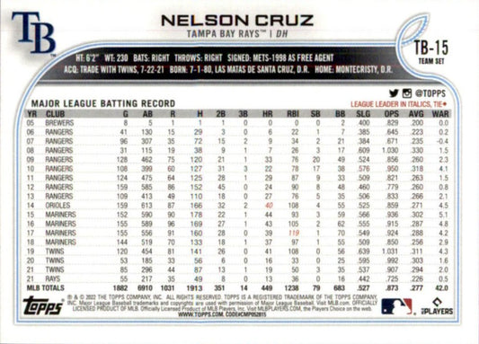 2022 Topps Nelson Cruz #TB-15 Tampa Bay Rays