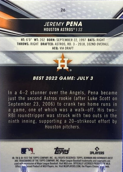 2022 Bowman's Best Jeremy Pena Rookie RC #26