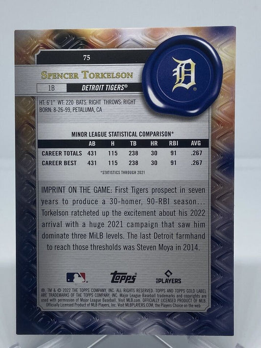 2022 Topps Gold Label #75 Spencer Torkelson Detroit Tigers RC CLASS 1