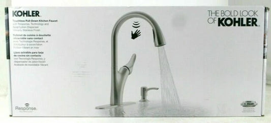 Kohler Touchless Pull-Down Kitchen Faucet with Soap Dispenser, Vibrant Stainless