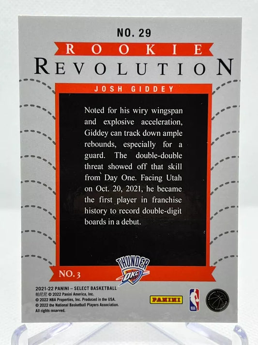 2021-22 Panini Select Josh Giddey #29 Oklahoma City Thunder