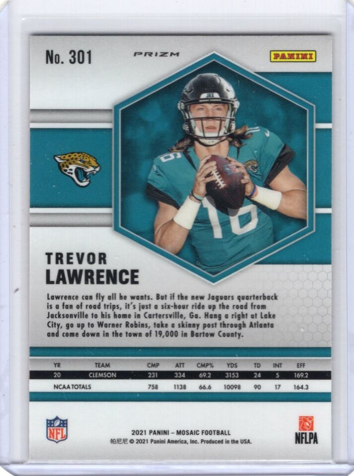 2021 Panini Mosaic Prizm Reactive Orange Trevor Lawrence #301 Jacksonville Jaguars