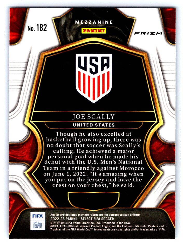 2022-23 Select FIFA Joe Scally Purple Mojo #182 United States - walk-of-famesports
