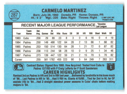 1988 Donruss Carmelo Martinez #287 San Diego Padres