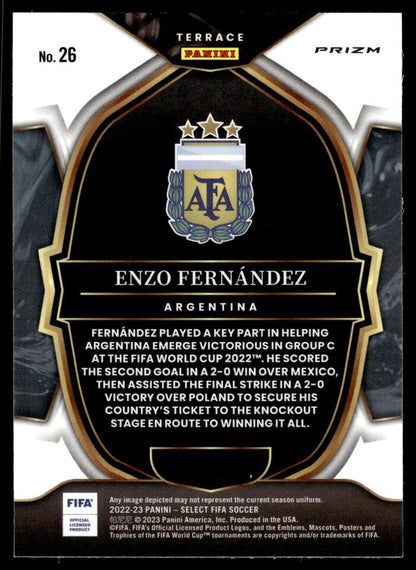 2022-23 Select FIFA Enzo Fernandez Rookie Silver Prizm #26 Argentina - walk-of-famesports