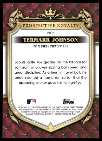 2022 Bowman's Best Prospective Royalty Termarr Johnson #PR-9 Pittsburgh Pirates